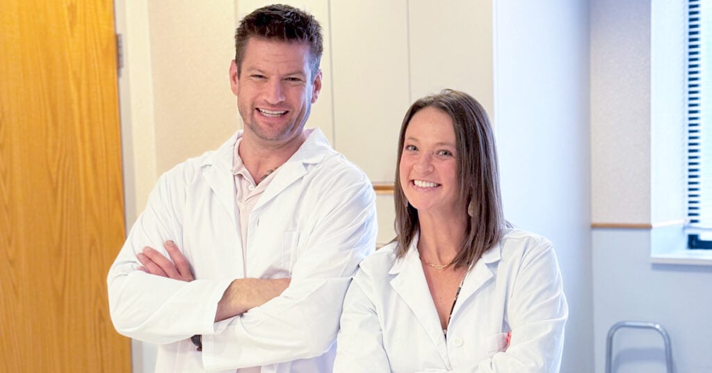 Dermatology providers Dr. Tyler Vukmer, DO and Lindsey Thompson, CRNP.